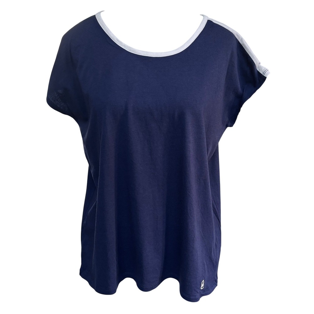 Michael Michael Kors Nautical Preppy Tee Wms Navy/Wht Contrast Trim Cap Sleeve M